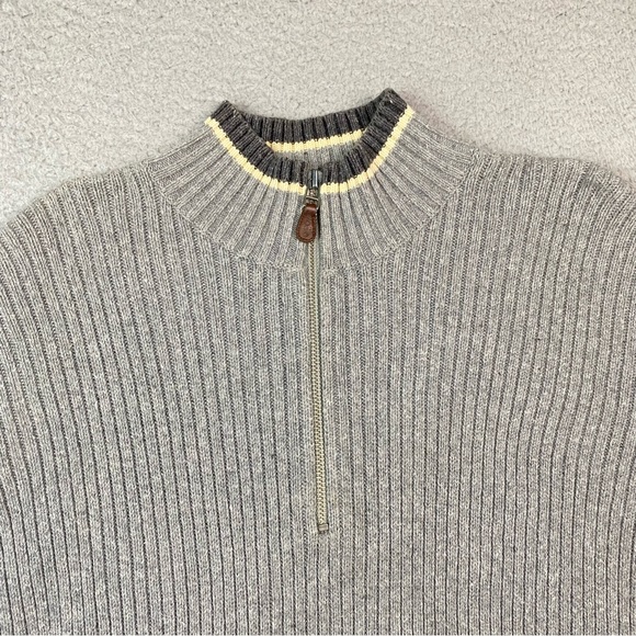 Polo Ralph Lauren Men's Size L Gray Cotton Linen 1/4 Zip Mock Neck Sweater EUC - Picture 6 of 6